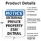 Signmission Entering Private Property Stay On Trail OSHA Notice Sign, Plastic, 7in W x 10in L, 2PK OS-2PACK-NS-P-710-V-12091 - alternate 4